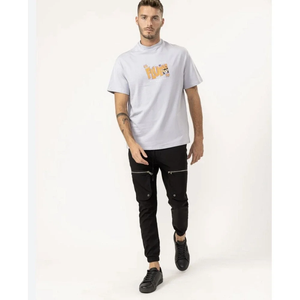MU By Mania Shirt Men's Large Raised Lettering Embroidered Double Sided Graphics